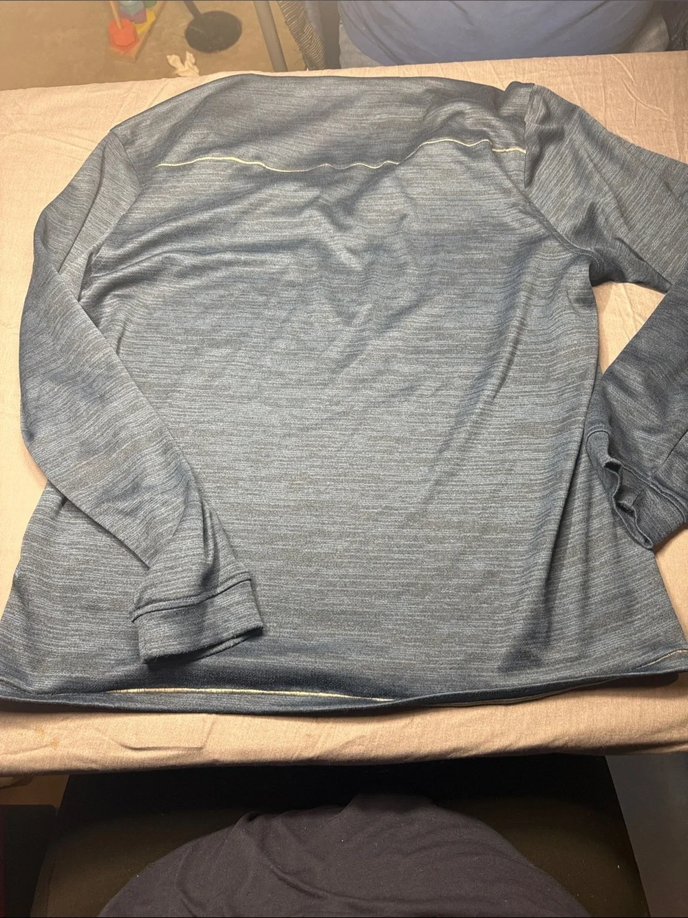 Pebble Beach Heathered Blue quarter zip with Tan Trim